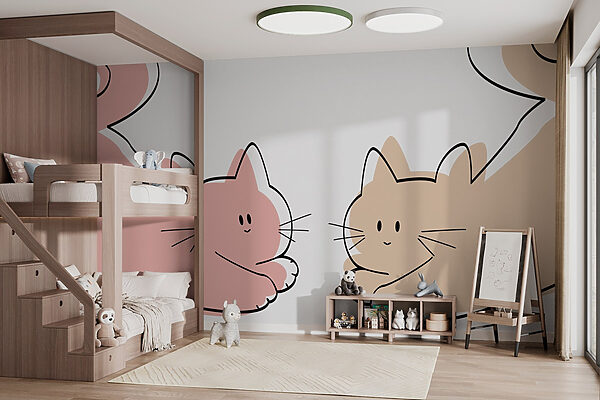 Paar liggende katten Fotobehang Paar liggende katten