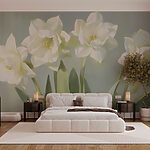Fotobehang Groep witte bloemen
