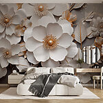 Fotobehang Elegant bloemmotief in zachte tinten