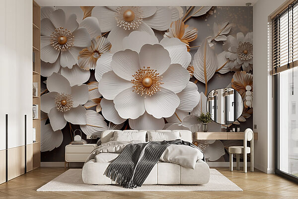 Elegant bloemmotief in zachte tinten Fotobehang Elegant bloemmotief in zachte tinten