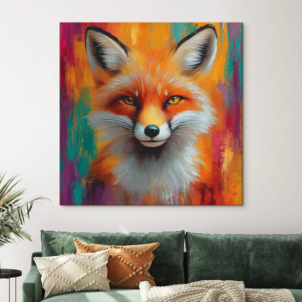 Schilderij van een vos Canvas Schilderijen Schilderij van een vos