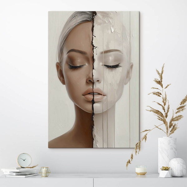 Dualiteit van schoonheid en transformatie Canvas Schilderijen Dualiteit van schoonheid en transformatie