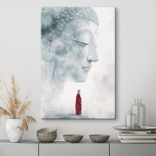 Man voor een groot gezicht Canvas Schilderijen Man voor een groot gezicht