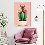 Canvas Schilderijen Cactus met roze bloemen