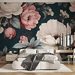 Fotobehang Bloemenpatroon met witte en roze bloemen