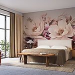 Fotobehang Groep bloemen op witte achtergrond