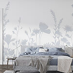 Fotobehang Witte bloem silhouetten