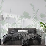 Fotobehang Delicate silhouetten van bloeiende bloemen