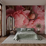 Fotobehang Groep roze bloemen