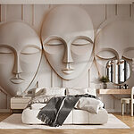 Fotobehang Groep witte maskers