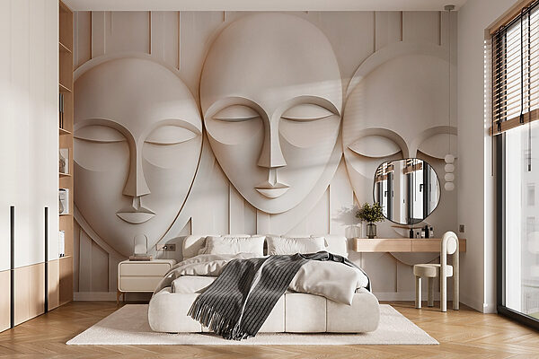 Groep witte maskers Fotobehang Groep witte maskers