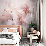 Fotobehang Delicate bloemen in zachte pasteltinten