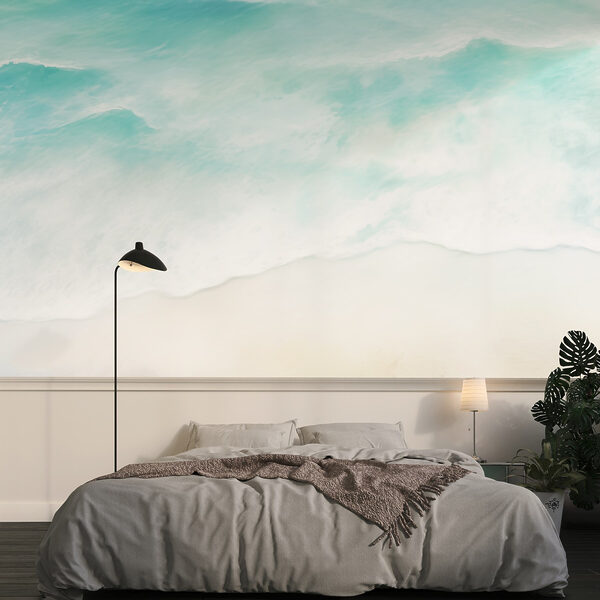 Strand met golven en zand Fotobehang Strand met golven en zand