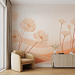 Fotobehang Witte bloemen in een woestijn