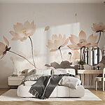 Fotobehang Groep bloemen met bladeren