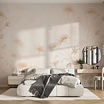 Fotobehang Wit en roze bloemenpatroon