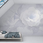 Fotobehang Witte bloem met bladeren
