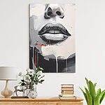 Canvas Schilderijen Schilderij van een vrouw’s lippen