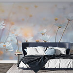 Fotobehang Delicate bloemen in zacht zonlicht