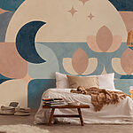 Fotobehang Blauw en roze geometrisch ontwerp