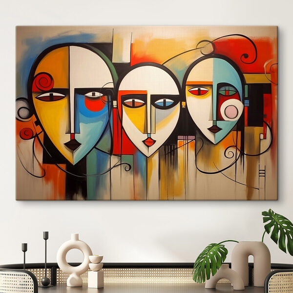 Groep mensen’s gezichten geschilderd op een muur Canvas Schilderijen Groep mensen’s gezichten geschilderd op een muur