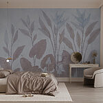 Fotobehang Delicate blaadjes en bloemblaadjes verstrengelen zich