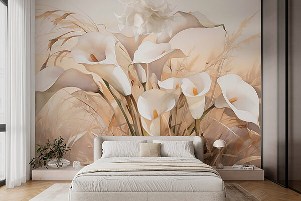 Fotobehang Groep witte bloemen