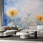 Fotobehang Gele en witte bloemen