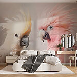Fotobehang Felgekleurde vogels in harmonie
