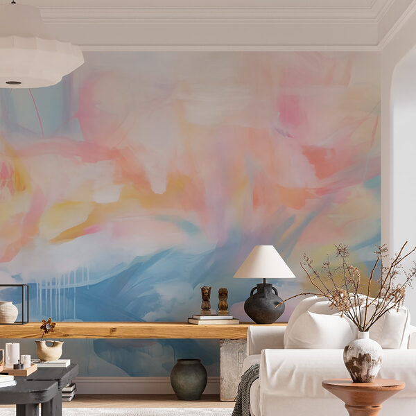 Schilderij van een kleurrijke lucht Fotobehang Schilderij van een kleurrijke lucht