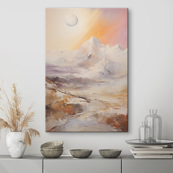 Schilderij van een besneeuwde bergketen Canvas Schilderijen Schilderij van een besneeuwde bergketen