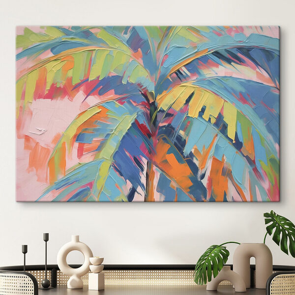 Schilderij van een palmboom Canvas Schilderijen Schilderij van een palmboom