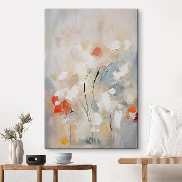 Schilderij van bloemen op een muur Canvas Schilderijen Schilderij van bloemen op een muur