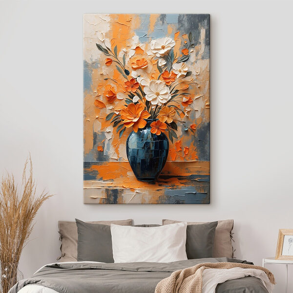 Schilderij van bloemen in een vaas Canvas Schilderijen Schilderij van bloemen in een vaas