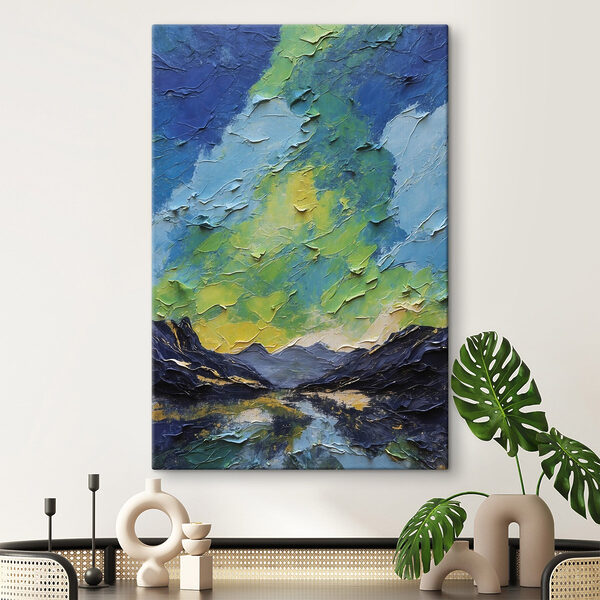 Schilderij van bergen en wolken Canvas Schilderijen Schilderij van bergen en wolken