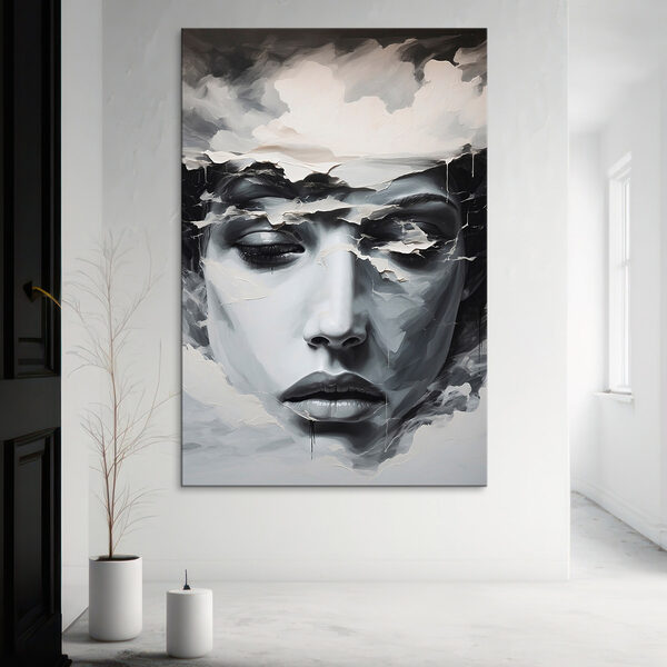 Etherische schoonheid in monochrome tinten Canvas Schilderijen Etherische schoonheid in monochrome tinten