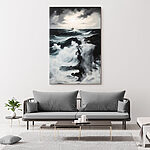 Canvas Schilderijen Schilderij van een schip in de oceaan