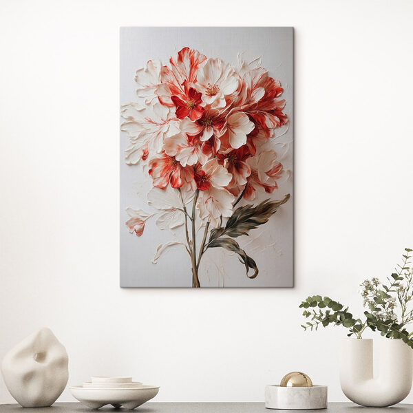 Schilderij van bloemen op een wit oppervlak Canvas Schilderijen Schilderij van bloemen op een wit oppervlak