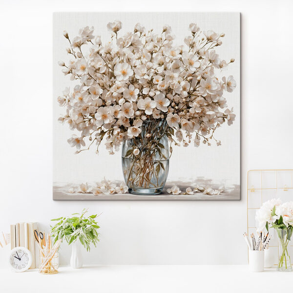 Vaas met witte bloemen Canvas Schilderijen Vaas met witte bloemen