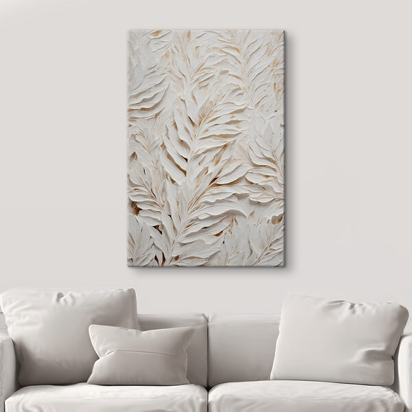 Wit en bruin bladmotief Canvas Schilderijen Wit en bruin bladmotief