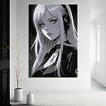 Canvas Schilderijen Vrouw met lang blond haar die een koptelefoon draagt