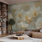 Fotobehang Groep witte bloemen