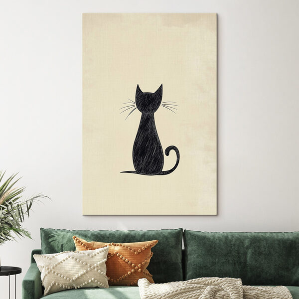 Zwarte kat met snorharen Canvas Schilderijen Zwarte kat met snorharen