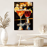 Canvas Schilderijen Twee glazen drank op een tafel