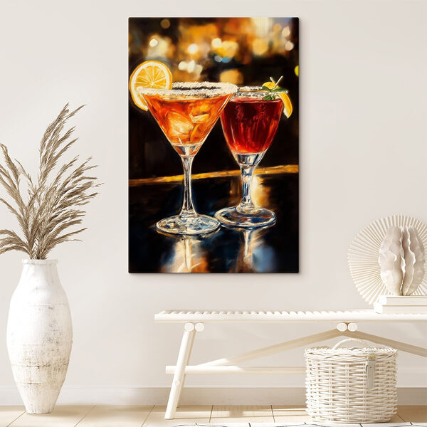 Twee glazen drank op een tafel Canvas Schilderijen Twee glazen drank op een tafel