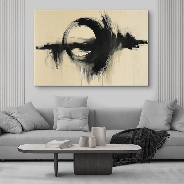 Zwarte cirkel met witte achtergrond Canvas Schilderijen Zwarte cirkel met witte achtergrond