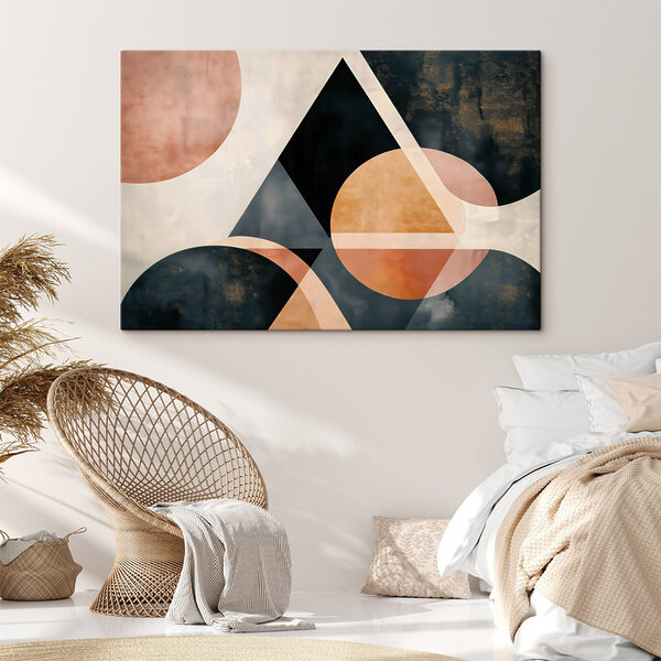 Geometrische vormen in zwart en oranje Canvas Schilderijen Geometrische vormen in zwart en oranje