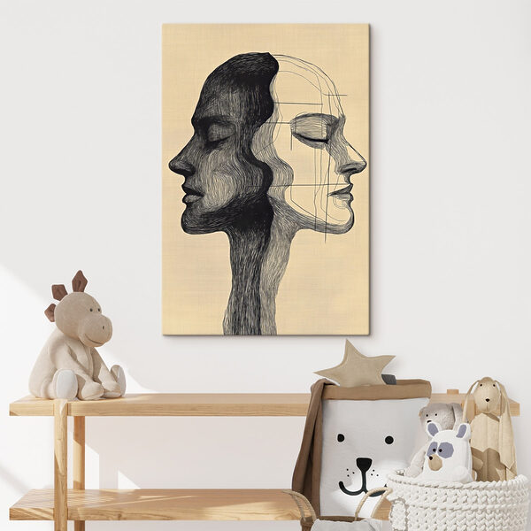 Tekening van een man en een vrouw’s gezicht Canvas Schilderijen Tekening van een man en een vrouw’s gezicht