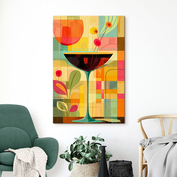 Kleurrijke kunst van een martiniglas Canvas Schilderijen Kleurrijke kunst van een martiniglas