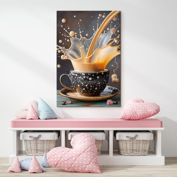 Scheutje vloeistof in een kopje Canvas Schilderijen Scheutje vloeistof in een kopje